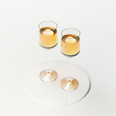 Poster - two glasses of champagne icon in 3D style on a white background