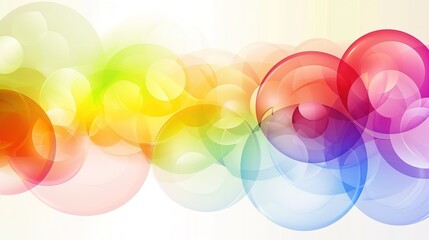 Wall Mural - Bright multicolored abstract background with overlapping transparent circles creating a beautiful rainbow effect