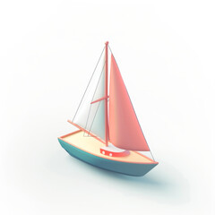 Canvas Print - sailboat icon in 3D style on a white background