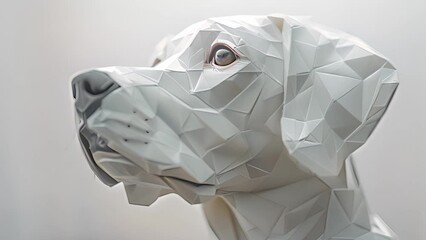 Aufkleber - This Intricate white paper sculpture resembling a dog on display.