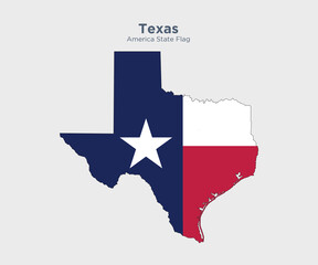 Wall Mural - Texas flag and map.Flags of the U.S. states and territories. America states flag and map on white background.
