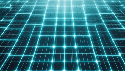 Wall Mural - glowing cyan light grid in the form of square tiles abstract background ai generated image