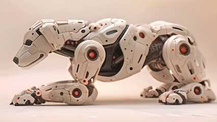 Aufkleber - This robot dog stands on a plain white background. Robot Dog Standing on White Background