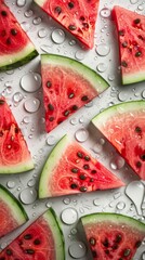 Canvas Print - A bunch of slices of watermelon sitting on top of a table