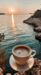 Poster - A cup of coffee sitting on top of a white saucer