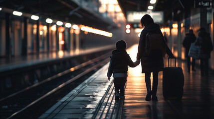 Poster - A mother and child on the platform