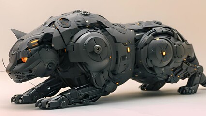 Aufkleber - This robot cat made of metal and plastic. Metal and Plastic Robot Cat