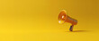 © AI Sys - Yellow megaphone or loudspeaker 3d rendering on background, advertisement, promotion, business announcement copy space