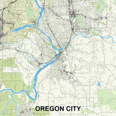  Oregon City, Oregon, USA map poster art