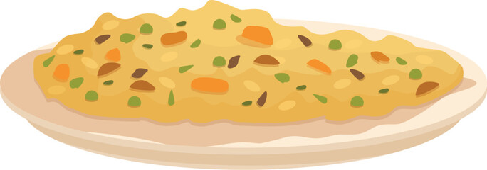 Sticker - Vector illustration of a flavorful vegetable pilaf dish, perfect for recipe visuals and food content