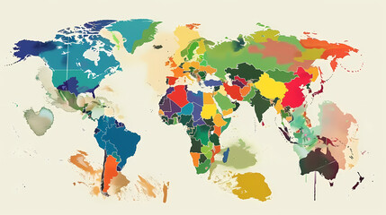  Dotted world map,color world map,Vector design illustration