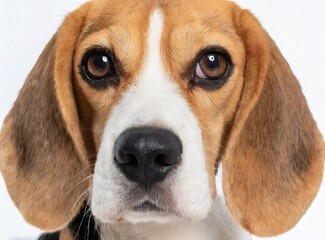 Sticker - Beagle dog isolated on white background face closeup for advertisement