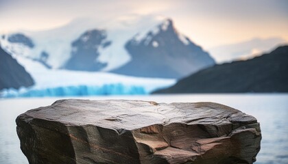 Wall Mural - an illustration of an inverted rock for a product display shelf showing close natural detail to the stone stage with an iceberg background effect