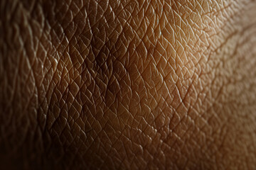 Close-up of textured brown skin with detailed lines and patterns. Macro shot for design and print