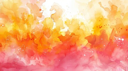 Dynamic watercolor splashes in warm summer colors like orange, yellow, and pink, creating an energetic background