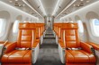 © thesweetsheep - high end premium airplane interior with orange leather seats and white walls