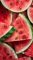 Canvas Print - A bunch of slices of watermelon sitting on top of each other