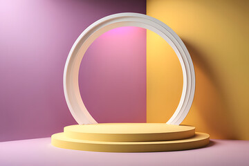 Wall Mural - A bright white circle surrounds the base of the podium. This simple is ideal for product presentations, award ceremonies, and marketing campaigns.