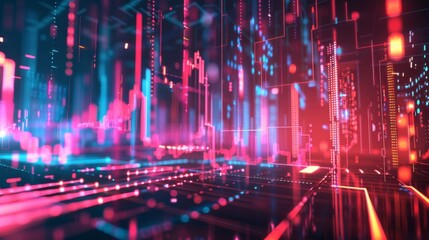 Poster - Abstract digital rendering of a financial chart with glowing elements and data lines.
