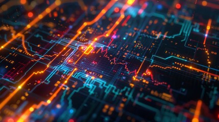 Poster - Abstract digital rendering of a financial chart with glowing elements and data lines.