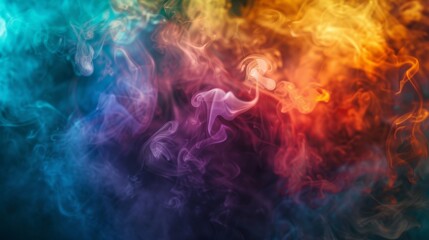 Poster - Abstract image of colorful cigarette smoke creating a mystical atmosphere.