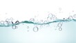 © GraphzTain - Water splash with bubbles on white background.
