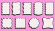 © Chorna_L - Wavy border frame. Rectangle circle and square scallop edge box.. Squiggle groovy aesthetic decorative designs with shadow. Retro cute vector shapes.