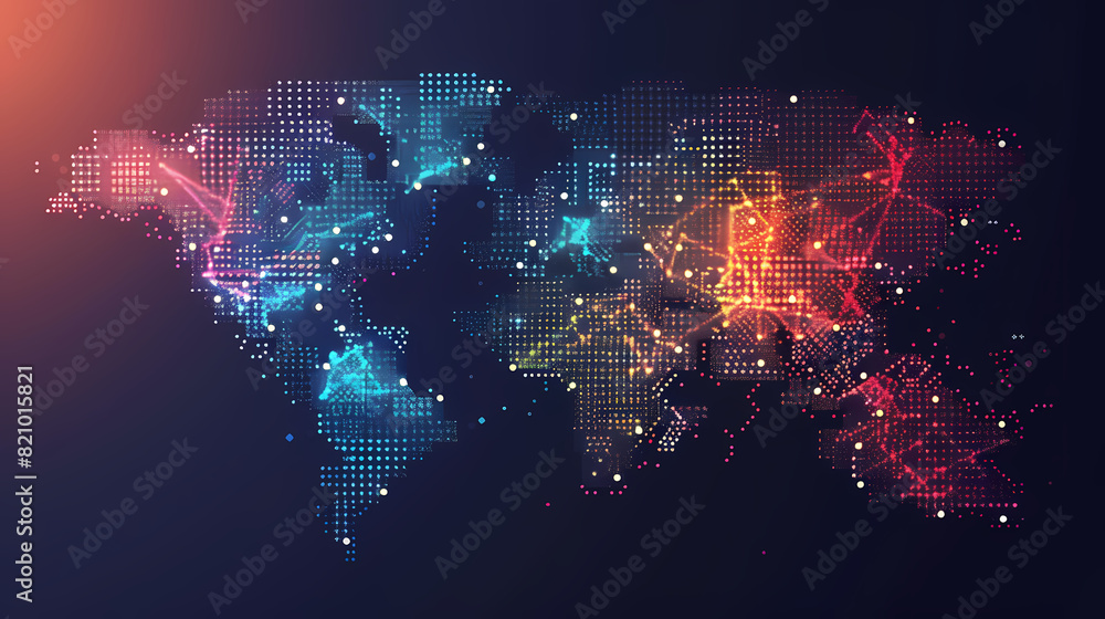 Dotted world map,color world map,Vector design illustration Stock ...