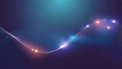 Wavy colorful abstract digital technology representation for networks, communication and cyber applications - Blank space on top with image on bottom
