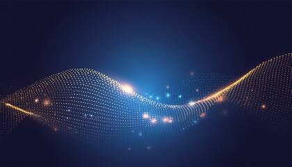 Wavy abstract digital technology representation for networks, communication and cyber applications - Blank space on top with image on bottom
