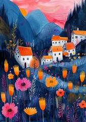 Wall Mural - Joyful and playful illustration artwork