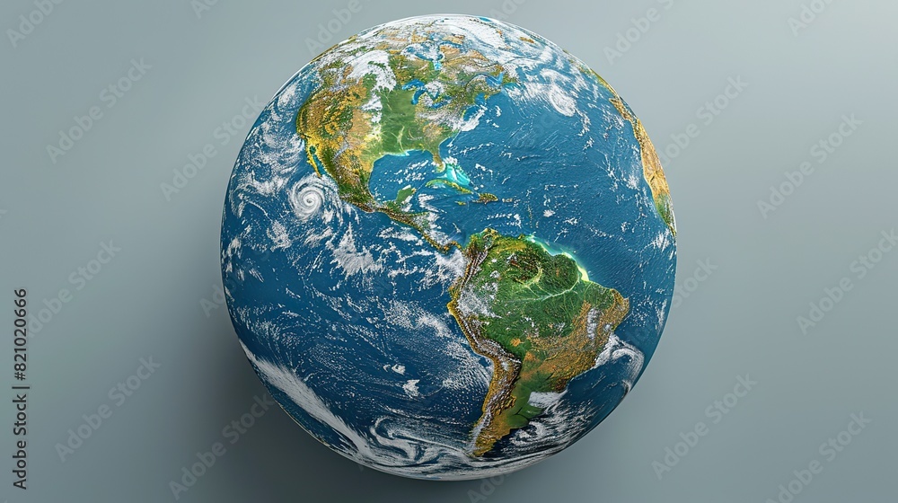 planet earth globe highly detailed satellite view of the world focused ...