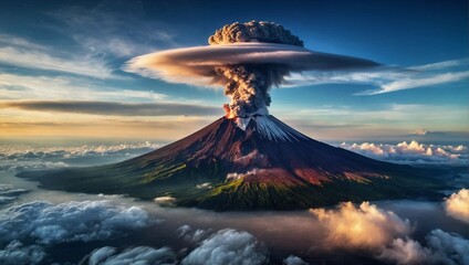 Wall Mural - Drone view on erupting vulcano