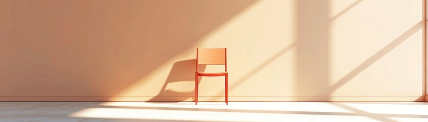 A chair in an empty sunny room in minimalism style.