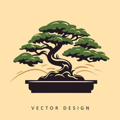 bonsai tree minimalist vector design isolated illustration