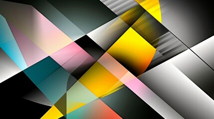 Poster - A dynamic abstract geometric artwork featuring bold colors and overlapping shapes