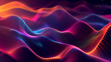 Wall Mural - Design an abstract representation of sound waves vibrating and oscillating in a vibrant, wave-inspired layout.