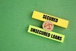 © Fauzi - two colored papers with the words Secured vs Unsecured Loans. Business concept