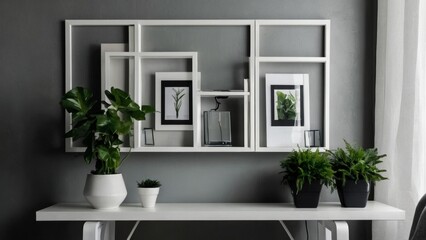 modern white frame in modern interior