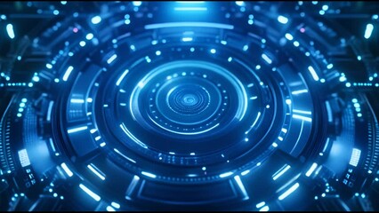 Poster - Computer interface hud motion texture. Seamless loop. Blue futuristic pattern for modern sci-fi concept.