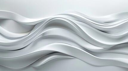 Wall Mural - Develop a modern and sophisticated wave design featuring flowing curves and intricate three-dimensional elements against a pristine white backdrop.