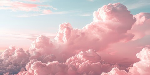 Wall Mural - Romantic pink sky background. Clouds soft on sunset. Abstract background. Textured background, clouds, clouds, children's wallpaper. Prints, wallpapers, posters, cards. High quality photo