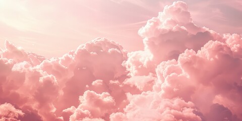 Sticker - Romantic pink sky background. Clouds soft on sunset. Abstract background. Textured background, clouds, clouds, children's wallpaper. Prints, wallpapers, posters, cards. High quality photo