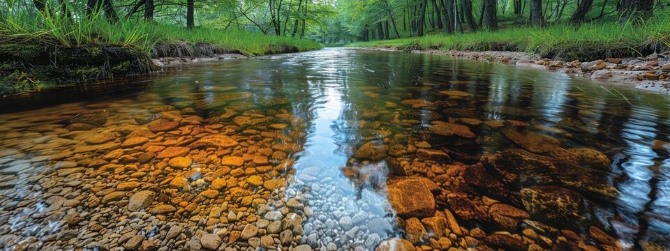 A river with no aquatic life and polluted water, and a river with clear water and fish.