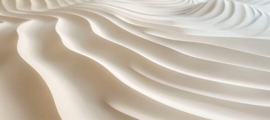 Wall Mural - A closeup of the pattern on sand in a Zen garden, featuring ripples and curved lines. The background is a soft beige color with subtle texture details, creating an elegant and tranquil atmosphere