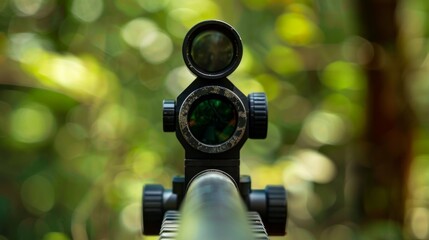 Wall Mural - A view of a rifle with a scope on it