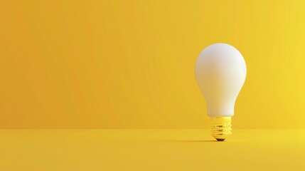 minimalistic concept, bright idea concept, isolated lamp. 3d render illustration in pastel colors. w