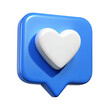 © Zhaidar - 3D social media online platform concept, blue heart, 3d rendering
