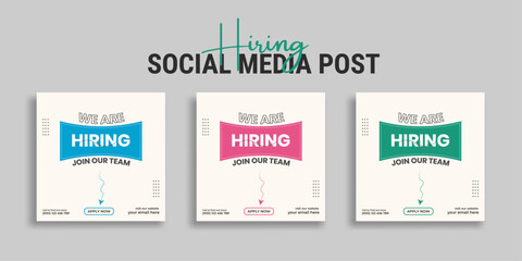 Wall Mural - We are hiring job vacancy social media post or square web banner template vector design	