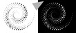 © Mykola Mazuryk - Spiral dotted background with triangles. Design element or icon. Black shape on a white background and the same white shape on the black side.